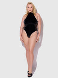 Phoenix Patent Grommet Lace Up Side Halter Neck Teddy - Frederick's of Hollywood