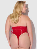Phoenix Patent Grommet Lace Up Side Halter Neck Teddy - Frederick's of Hollywood
