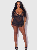 Chiara Lace & Mesh Babydoll - Frederick's of Hollywood