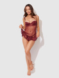 Riley Lace Babydoll Set - Burgundy