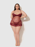 Riley Lace Babydoll Set - Burgundy