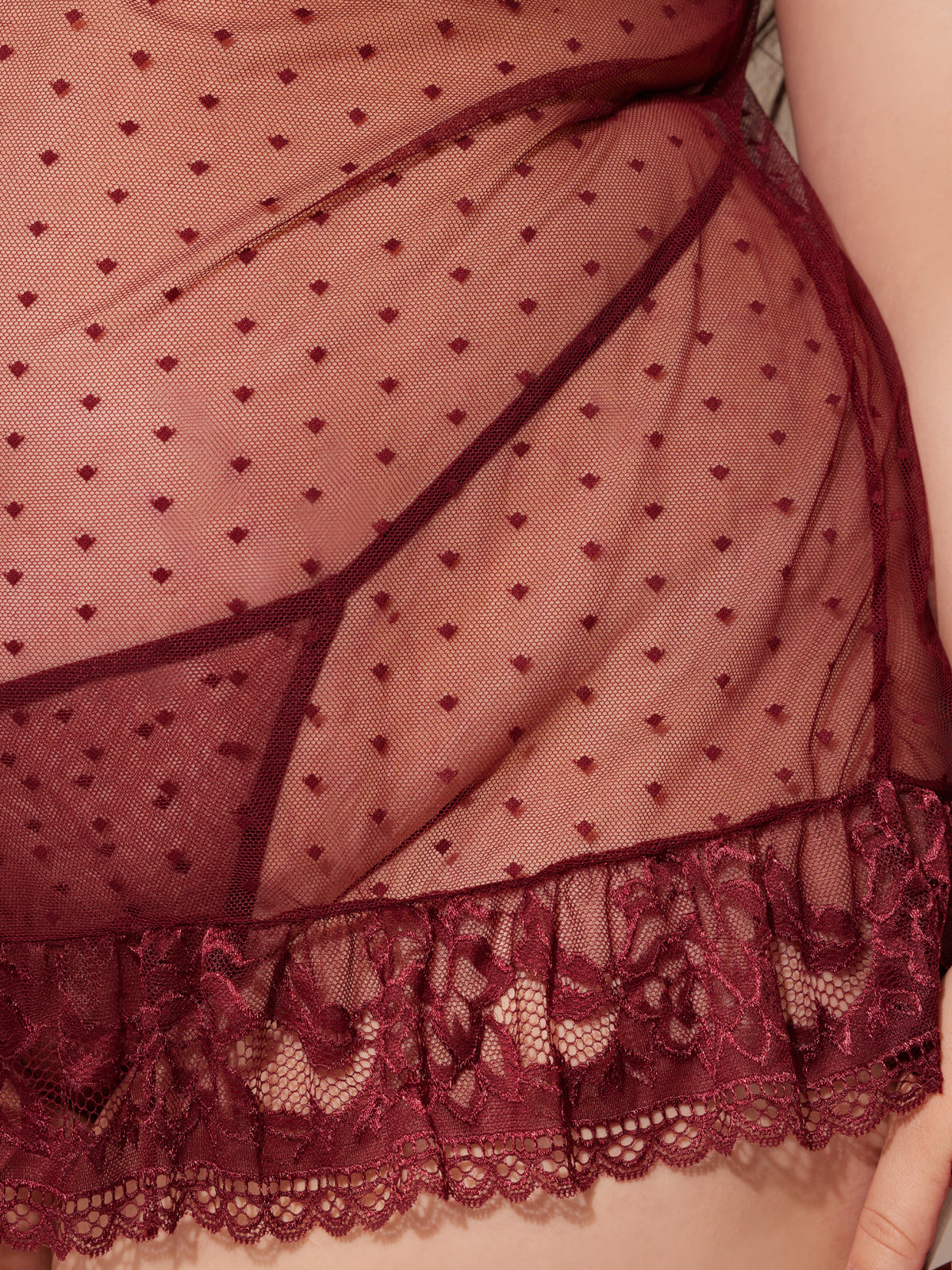 Riley Lace Babydoll Set - Burgundy