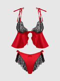Scarlett Satin Sleep Tie Cami & Shorty Set - Frederick's of Hollywood
