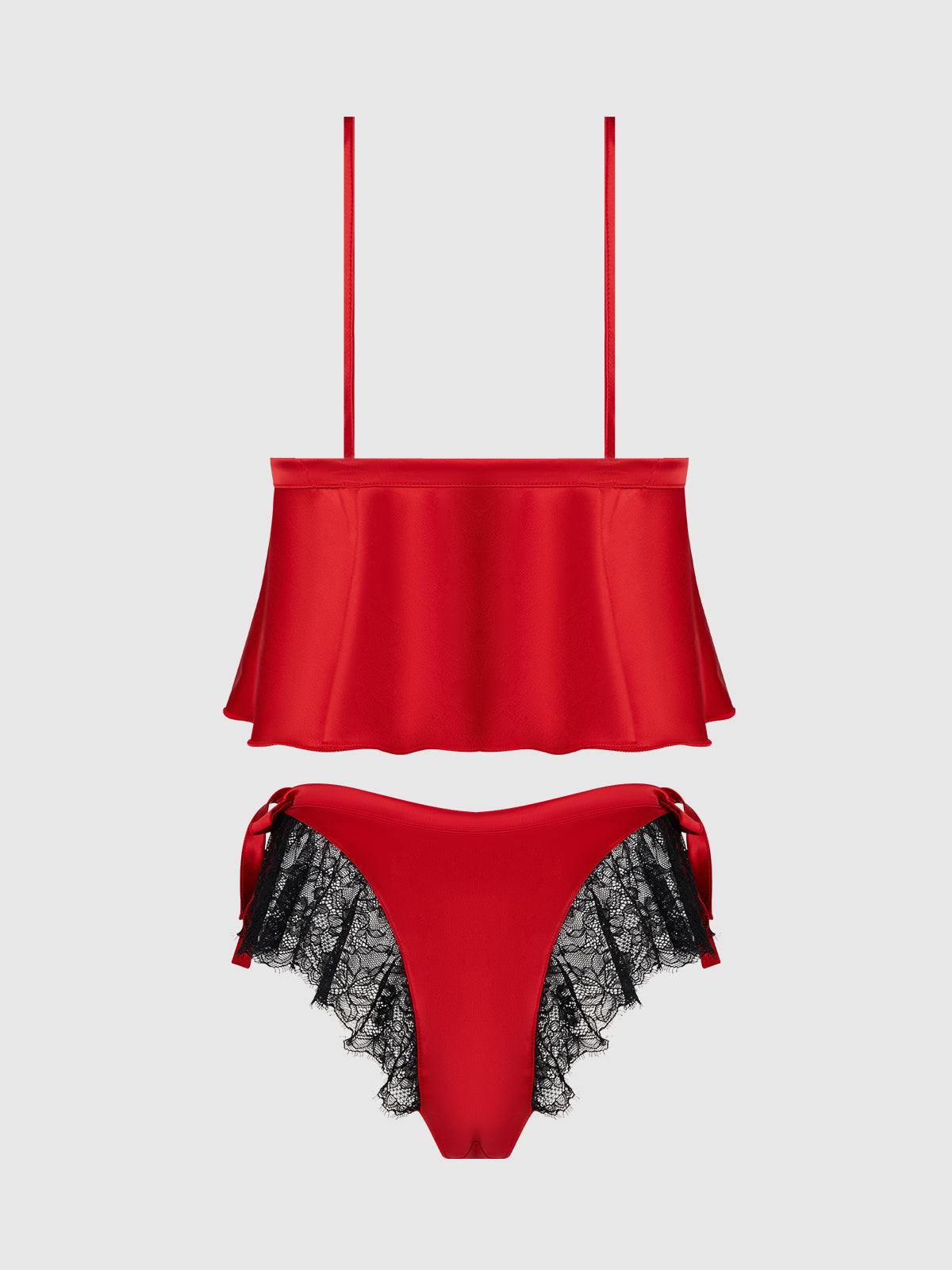 Scarlett Satin Sleep Tie Cami & Shorty Set - Frederick's of Hollywood