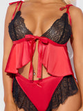 Scarlett Satin Sleep Tie Cami & Shorty Set - Frederick's of Hollywood
