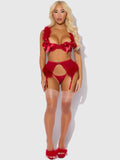 Scarlett Open Cup Marabou Bra, Garter & G-String Set - Frederick's of Hollywood