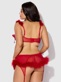 Scarlett Open Cup Marabou Bra, Garter & G-String Set - Frederick's of Hollywood