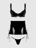 Phoenix Patent Grommet Bralette, Mini Skirt & G-String - Frederick's of Hollywood