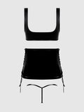 Phoenix Patent Grommet Bralette, Mini Skirt & G-String - Frederick's of Hollywood