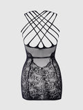 Strappy Floral Lace Bodystocking Dress - Frederick's of Hollywood