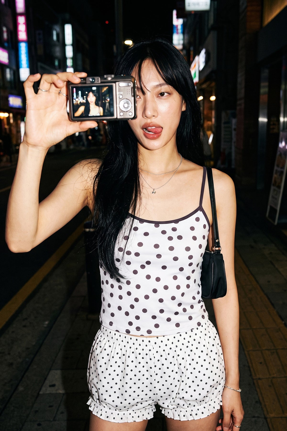 Polka Dot Contrast Trim Cami Top