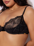 Adelaide Satin & Lace Push Up Demi Bra - Frederick's of Hollywood