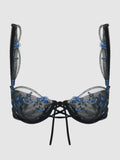 Harlow Embroidered Mesh Tie Front Bra - Frederick's of Hollywood