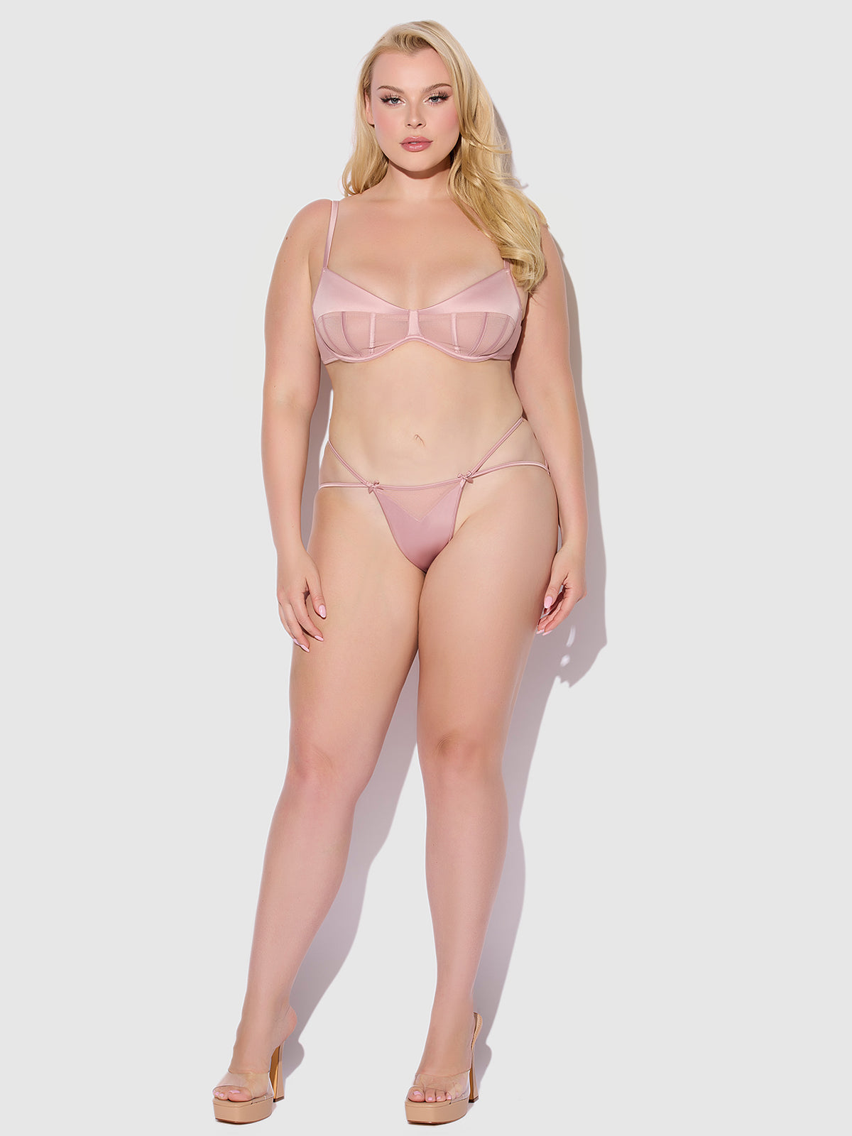 Petra Satin & Mesh Unlined Corset Cup Bra - Frederick's of Hollywood
