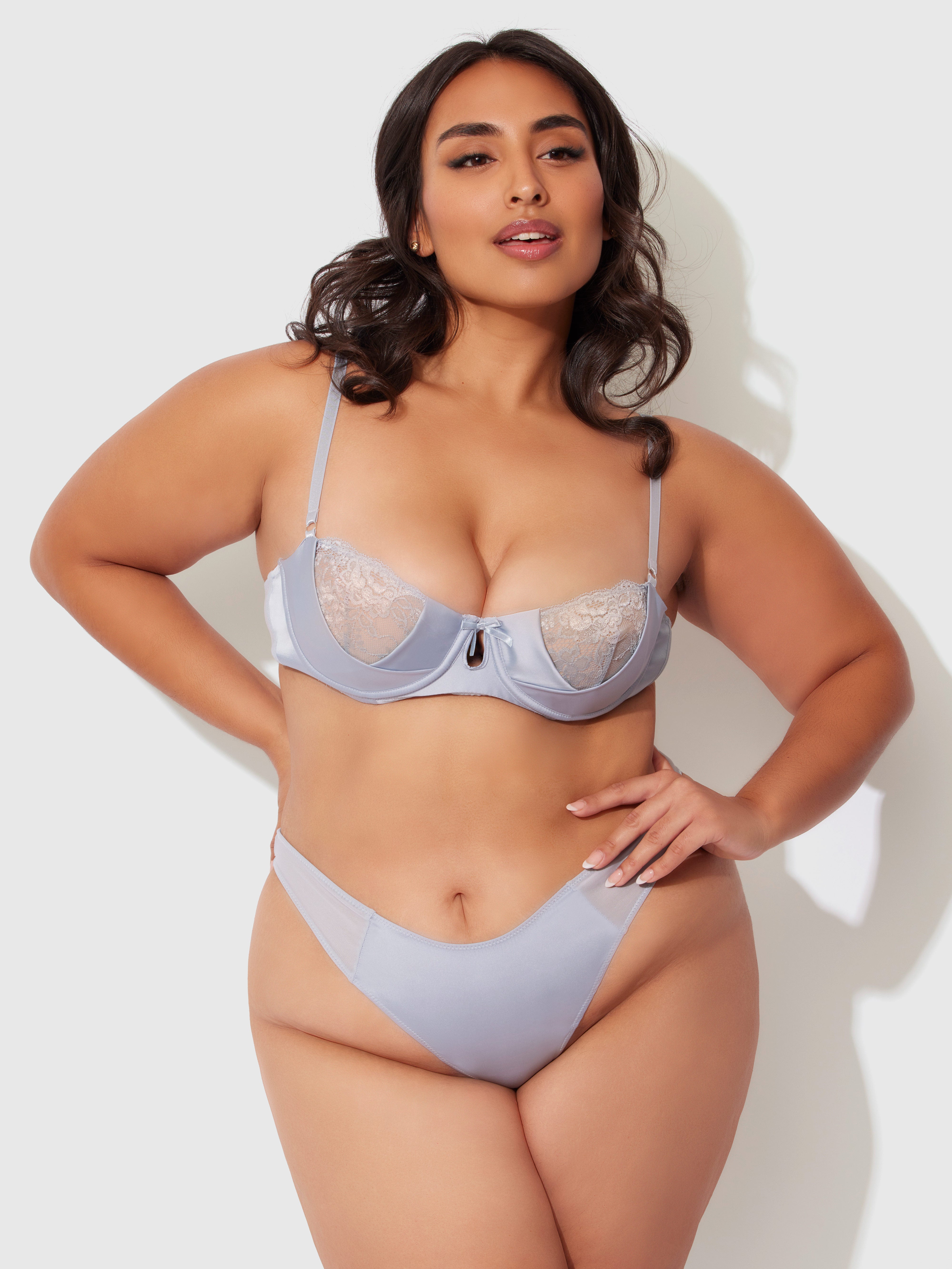 Serenity Lace & Satin Underwire Unlined Bra - Frederick's of Hollywood