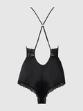 Elisa Satin & Lace Racerback Sleep Romper - Frederick's Of Hollywood