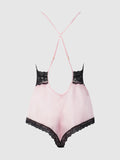 Elisa Satin & Lace Racerback Sleep Romper - Frederick's Of Hollywood