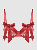 Melrose Satin Bow Tie Up Open Cup Bra - Fredericks Of Hollywood