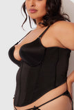 Petra Swirl Plunge Push Up Bustier - Black