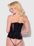 Iconic Plunge Satin & Mesh Corset - Frederick's of Hollywood
