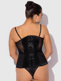 Iconic Plunge Satin & Mesh Corset - Frederick's of Hollywood