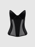 Iconic Plunge Satin & Mesh Corset - Frederick's of Hollywood