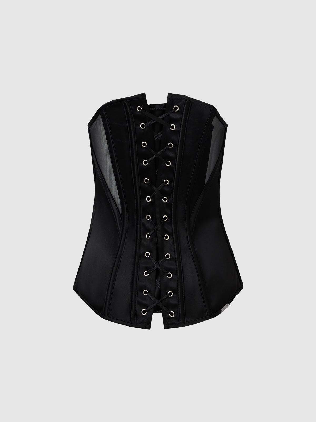 Iconic Plunge Satin & Mesh Corset - Frederick's of Hollywood
