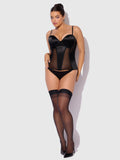 Iconic Plunge Satin & Mesh Corset - Frederick's of Hollywood