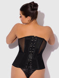 Iconic Plunge Satin & Mesh Corset - Frederick's of Hollywood