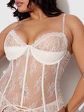 Rosalind Satin & Lace Underwire Lace Cup Corset - Frederick's of Hollywood
