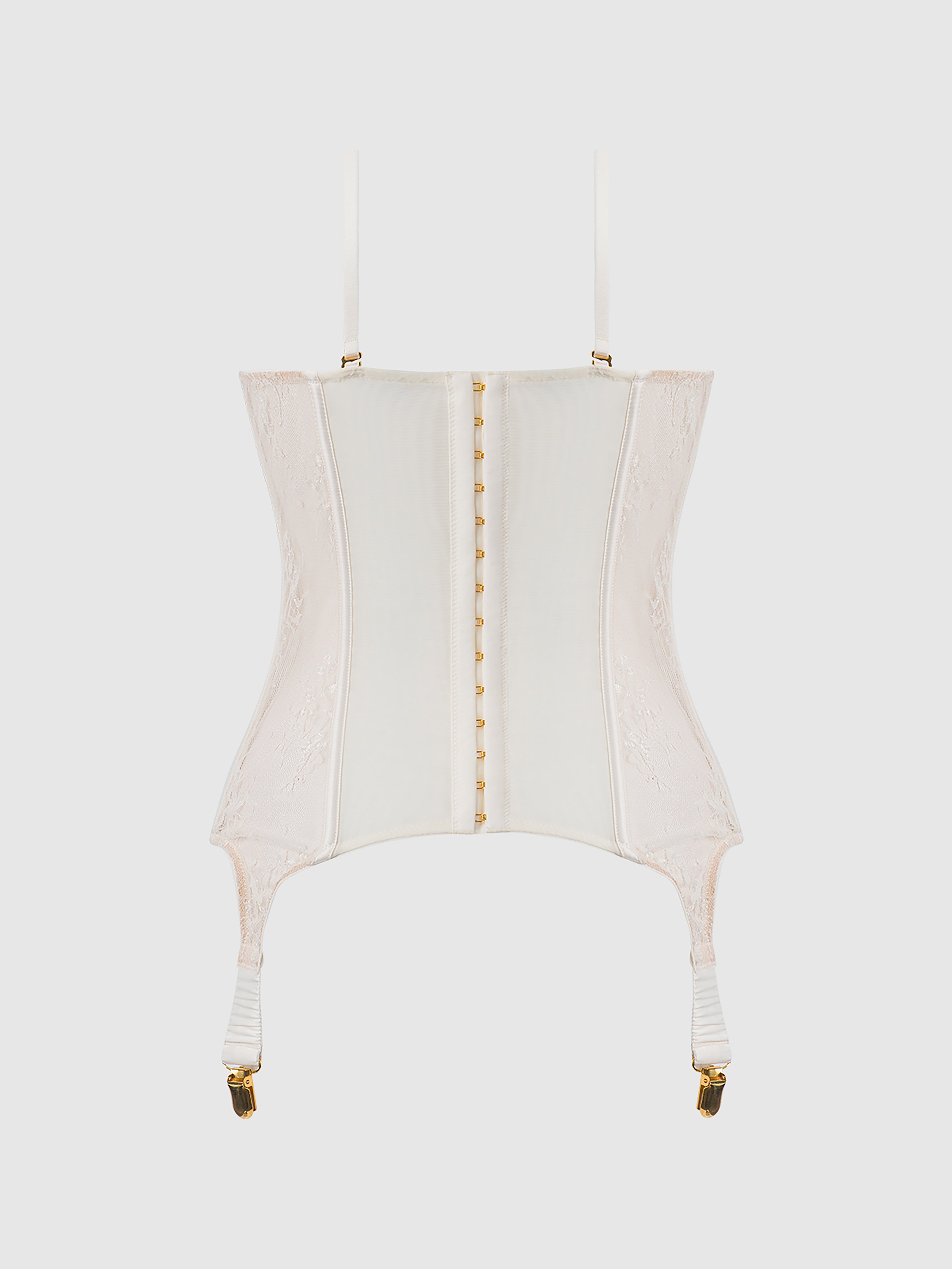 Rosalind Satin & Lace Underwire Lace Cup Corset - Frederick's of Hollywood