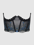 Harlow Embroidered Mesh Open Cup Corset - Frederick's of Hollywood