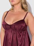 Petra Satin & Mesh Unlined Corset Cup Babydoll - Frederick's of Hollywood