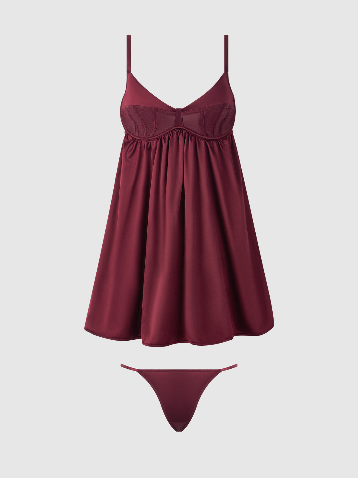 Petra Satin & Mesh Unlined Corset Cup Babydoll - Frederick's of Hollywood
