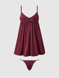 Petra Satin & Mesh Unlined Corset Cup Babydoll - Frederick's of Hollywood