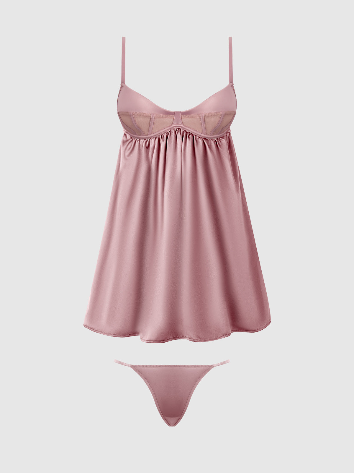 Petra Satin & Mesh Unlined Corset Cup Babydoll - Frederick's of Hollywood