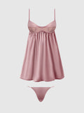 Petra Satin & Mesh Unlined Corset Cup Babydoll - Frederick's of Hollywood