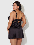 Rising Star Liquid Satin Swirl Plunge Babydoll - Frederick's of Hollywood