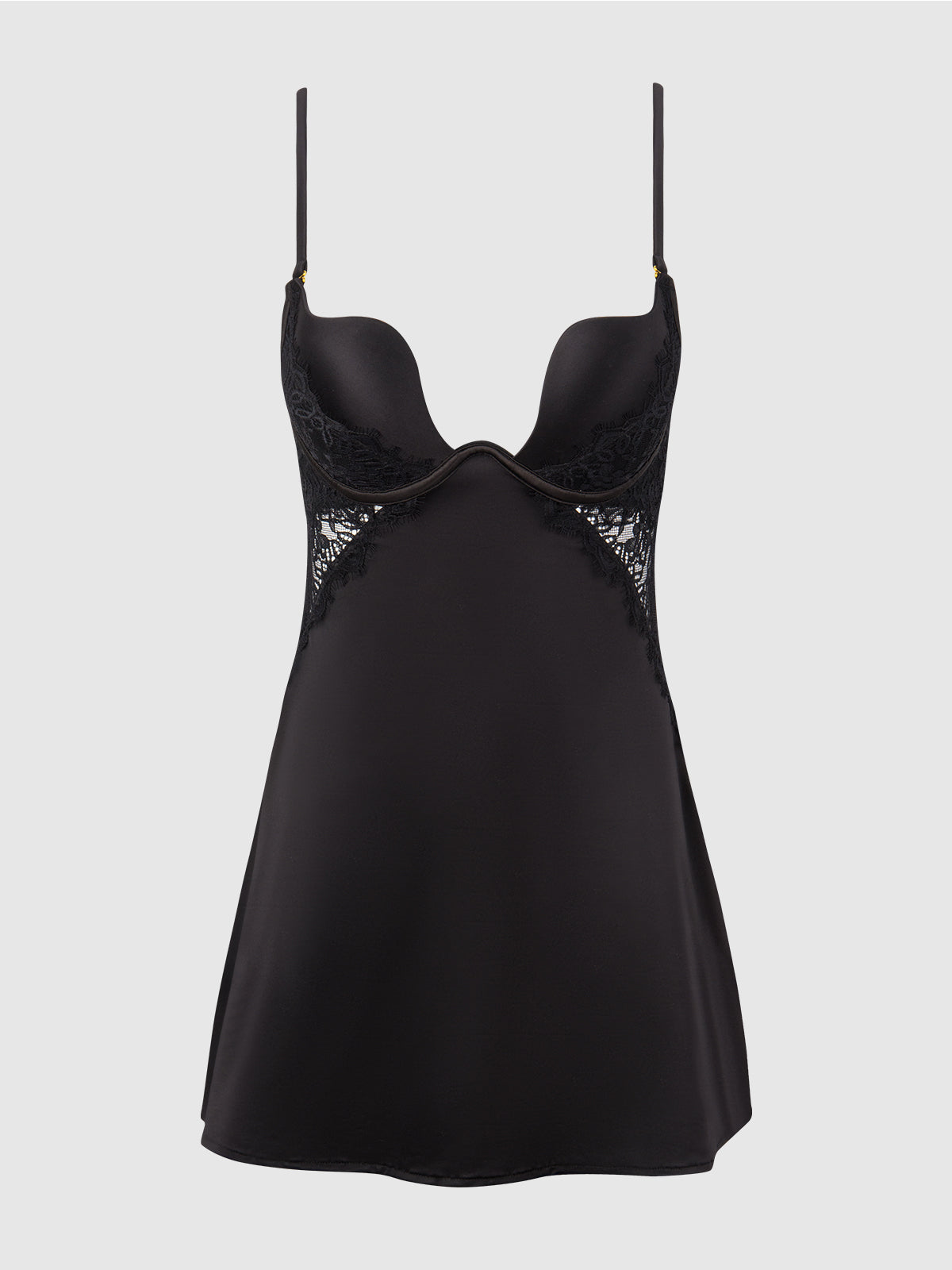Rising Star Liquid Satin Swirl Plunge Babydoll - Frederick's Of Hollywood
