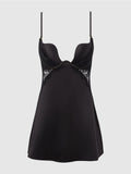 Rising Star Liquid Satin Swirl Plunge Babydoll - Frederick's Of Hollywood