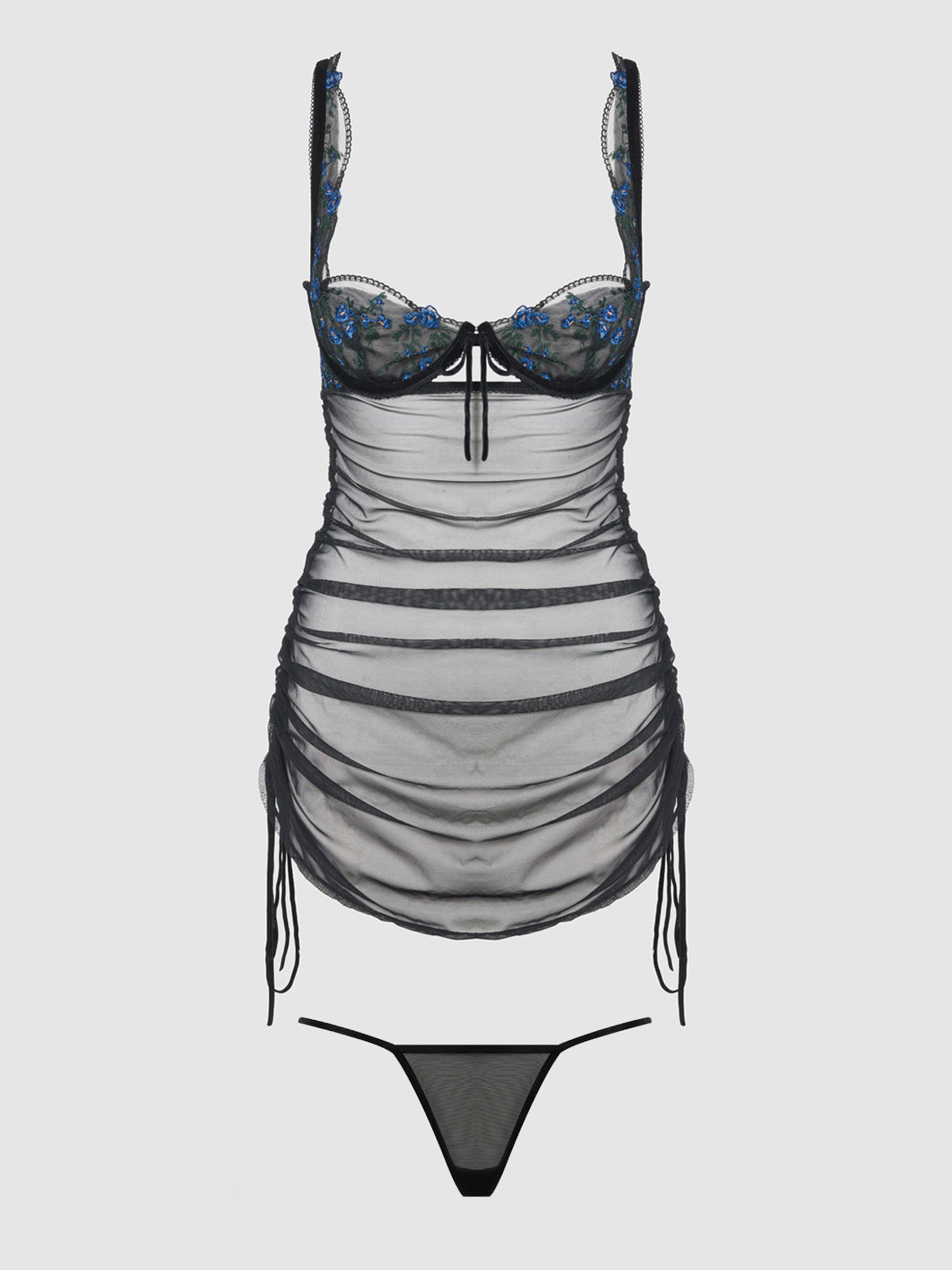 Harlow Embroidered Stretch Mesh Chemise - Frederick's of Hollywood