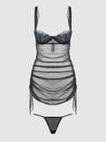 Harlow Embroidered Stretch Mesh Chemise - Frederick's of Hollywood