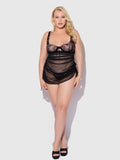 Harlow Embroidered Stretch Mesh Chemise - Frederick's of Hollywood