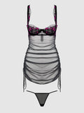 Harlow Embroidered Stretch Mesh Chemise - Frederick's of Hollywood
