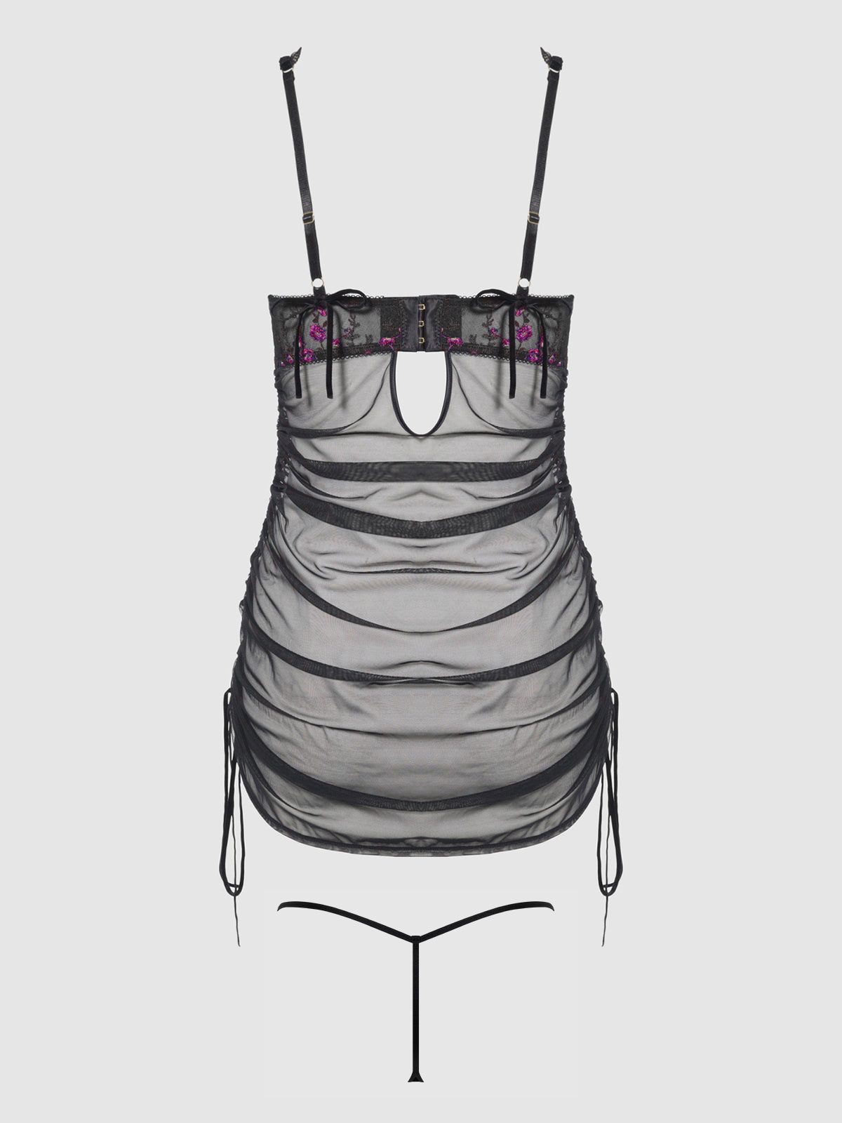 Harlow Embroidered Stretch Mesh Chemise - Frederick's of Hollywood
