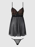 Elizabeth Lace & Rhinestone Push Up Babydoll & G-String - Frederick's of Hollywood
