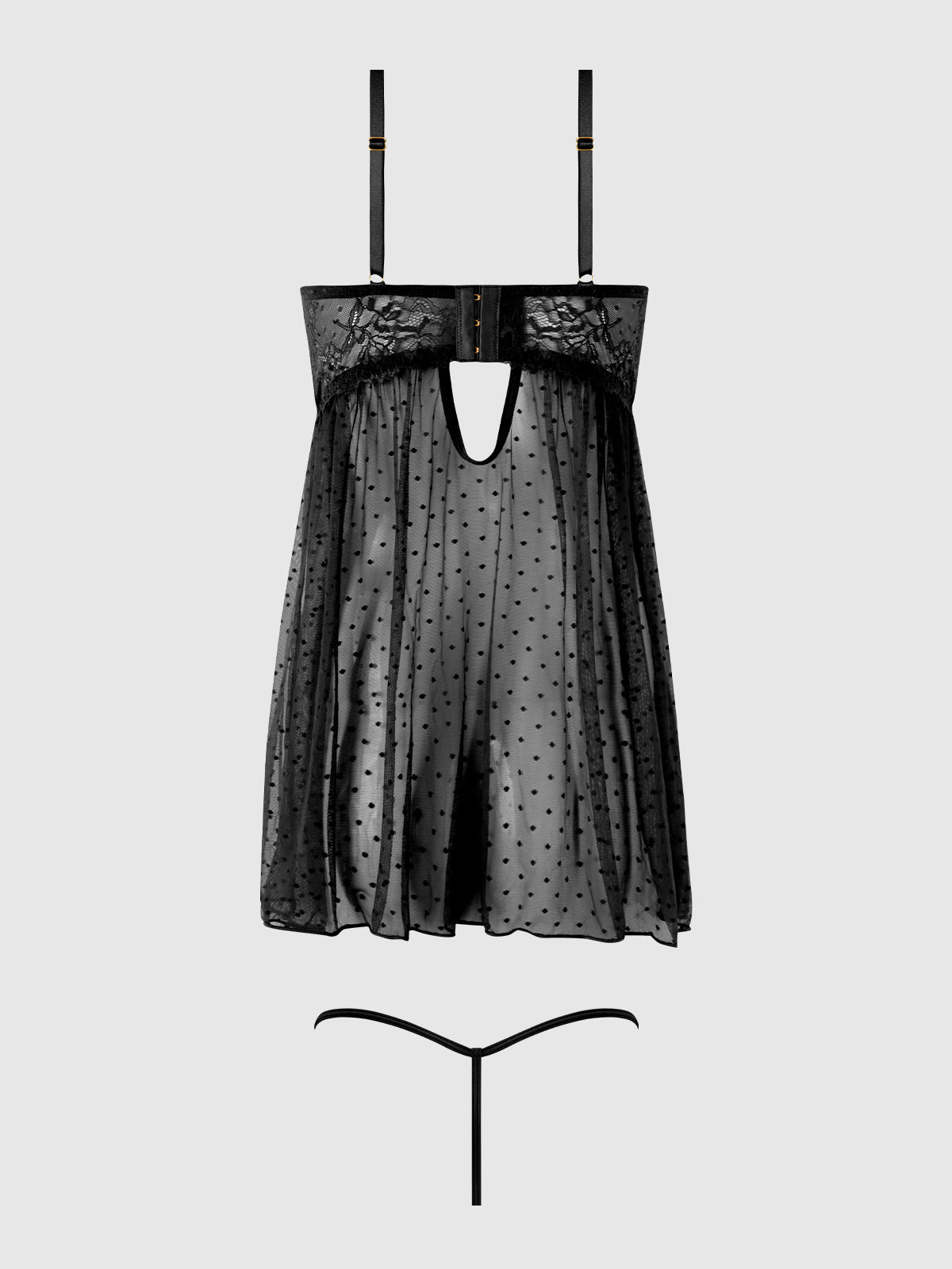 Elizabeth Lace & Rhinestone Push Up Babydoll & G-String - Frederick's of Hollywood