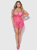 Elizabeth Lace & Rhinestone Push Up Babydoll & G-String - Frederick's of Hollywood