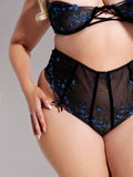 Harlow Embroidered Mesh Lace Up Backless Cheeky - Frederick's of Hollywood