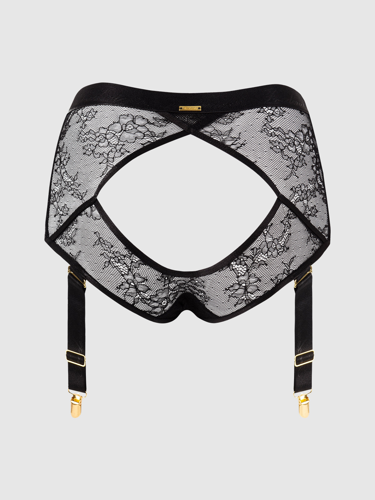 Pia Lace Cutout & High-Waist Garter Panty - Frederick's Of Hollywood